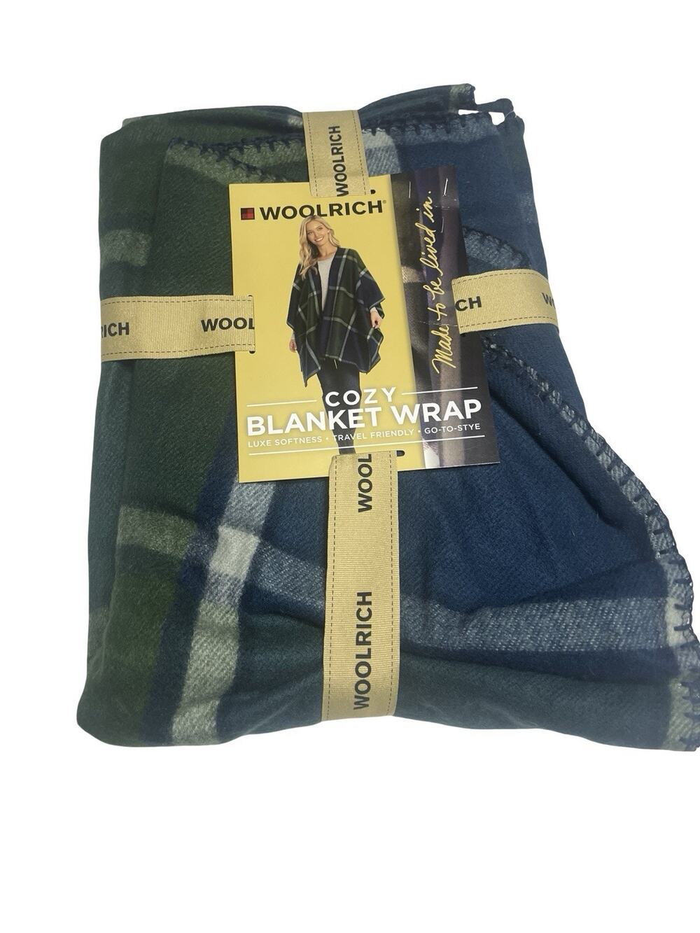 Woolrich Mila Denim Plaid Cozy Lightweight Warmth Blanket Wrap Shawl NEW